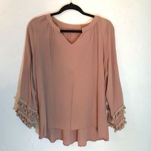 Blush Pink Flowy Top with detailed sleeves